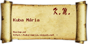 Kuba Mária névjegykártya